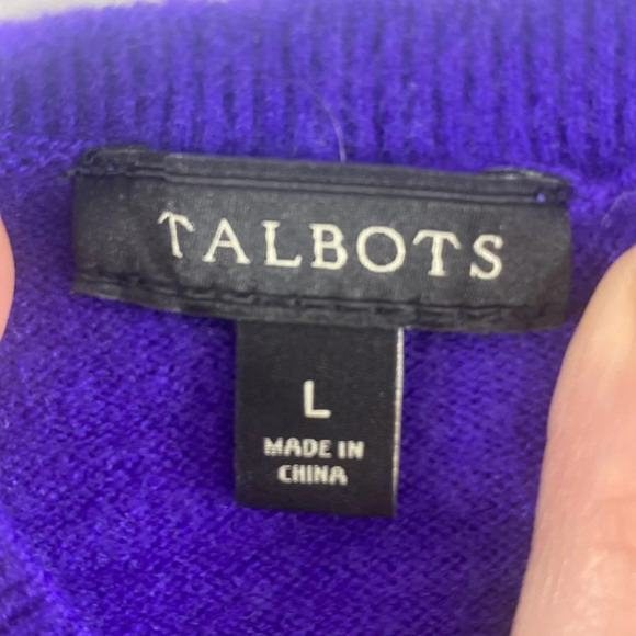 Talbots Pullover‎ Sweater Women Size Large Purple Lambswool Long Sleeve Knit - Picture 3 of 11